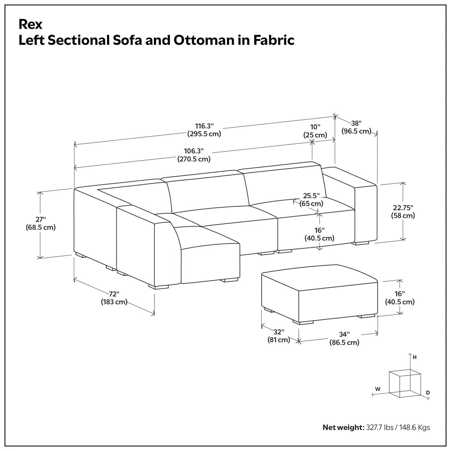 Rex - Handcrafted Sectional Sofa And Ottoman