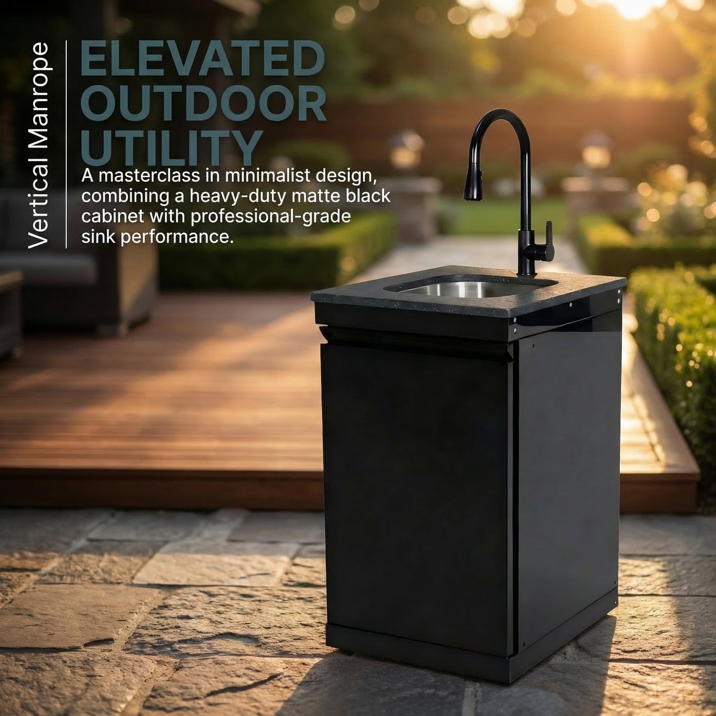 Double Door Sink Cabinet with Tap Stainless Steel Outdoor Kitchen
