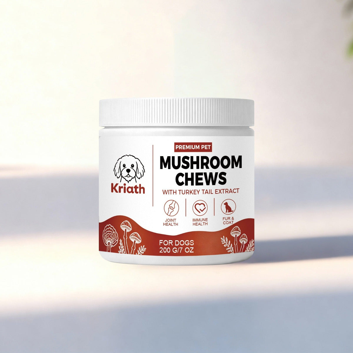 Kriath Mushroom Chewable Tablets For Dogs, Dog Dietary Nutritional Tablets, Daily Feeding Supplement Nutritional Products