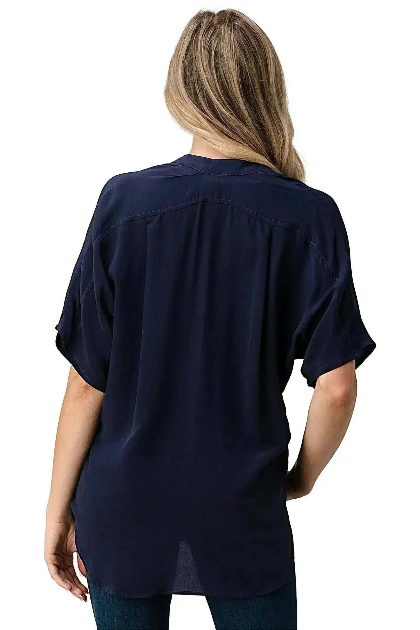 Dark Grey Silk Oversized Blouse – Effortless Dolman Sleeve Top | Femstylo