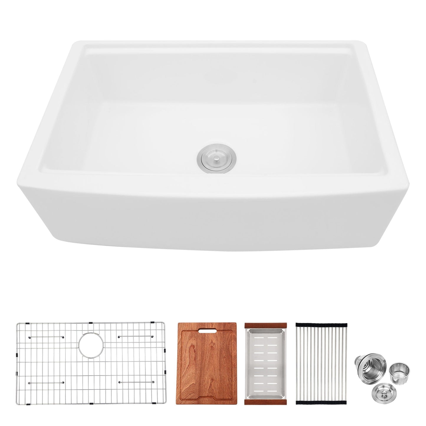 Classic Ceramic Farmhouse Sink Workstation Single Bowl With Durable Finish