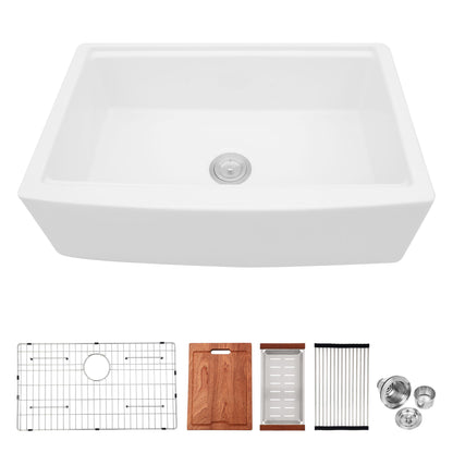 Classic Ceramic Farmhouse Sink Workstation Single Bowl With Durable Finish