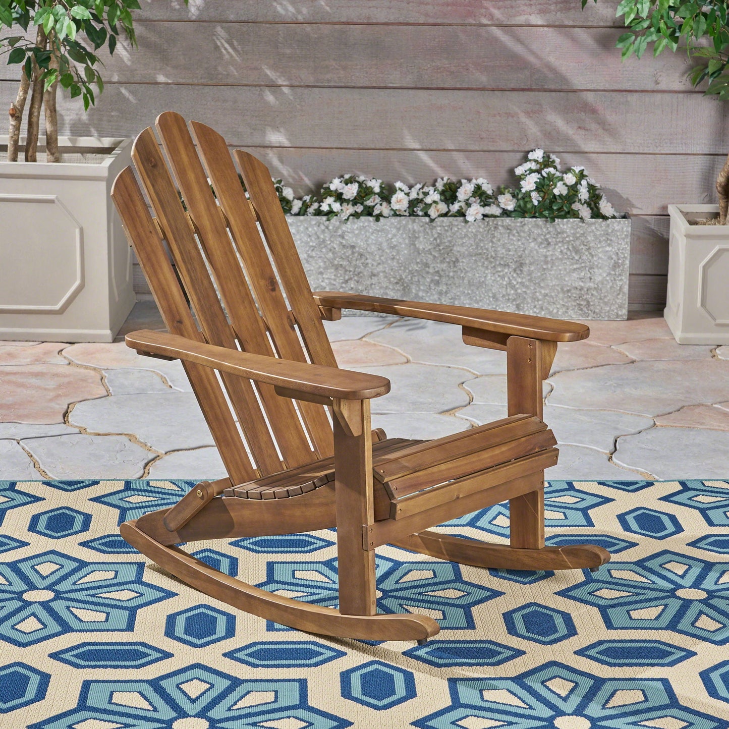Echoes Outdoor Acacia Wood Adirondack Rocking Chair
