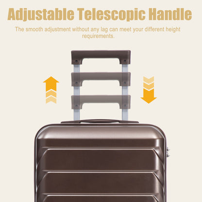 20 Inch ABS Hard Shell Travel Checked Luggage - Brown