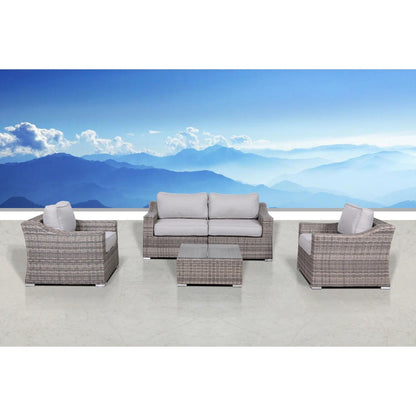 Outdoor Wicker Conversation Set With Cushions, All Weather