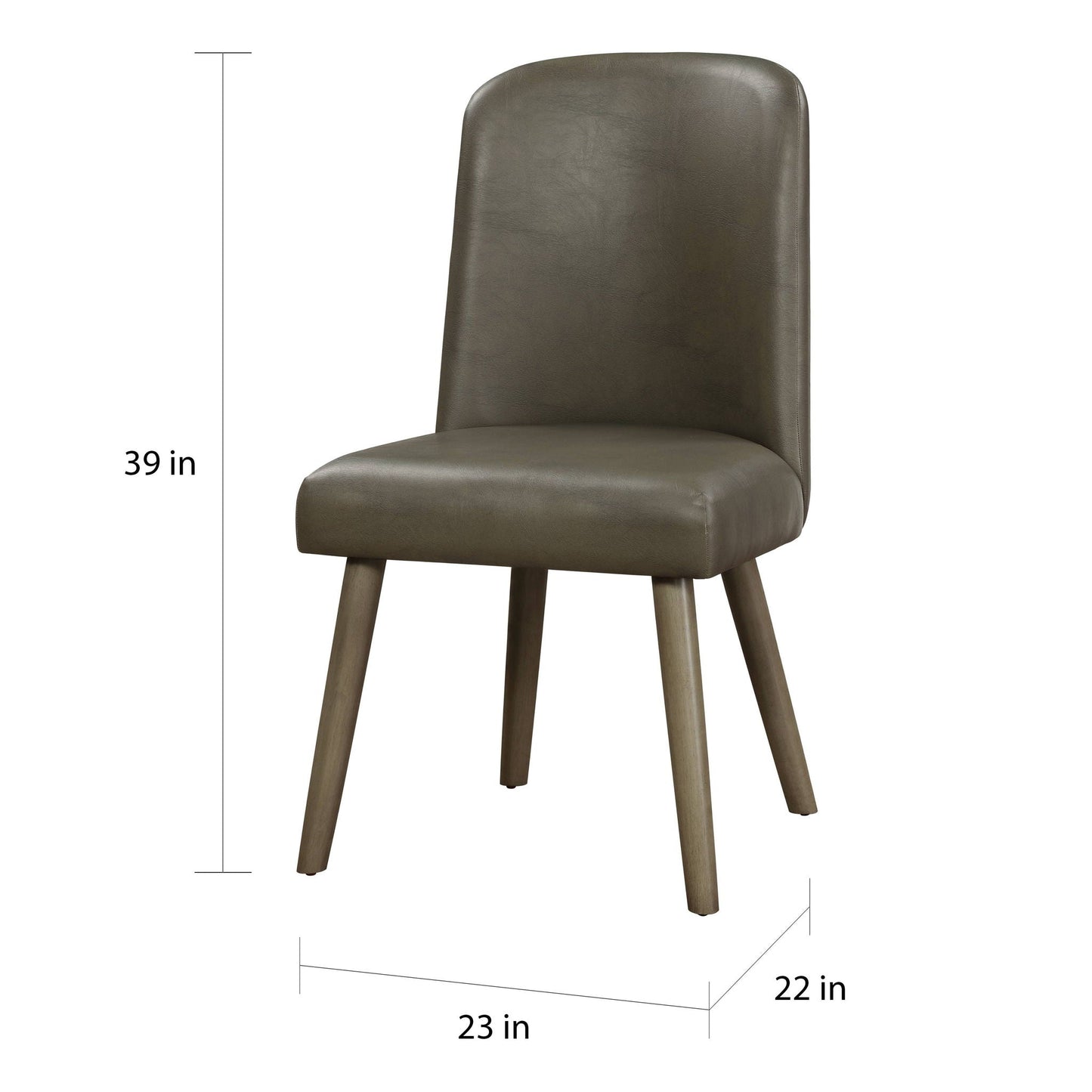 Waylon Synthetic Leather Side Chair (Set of 2) - Gray / Oak