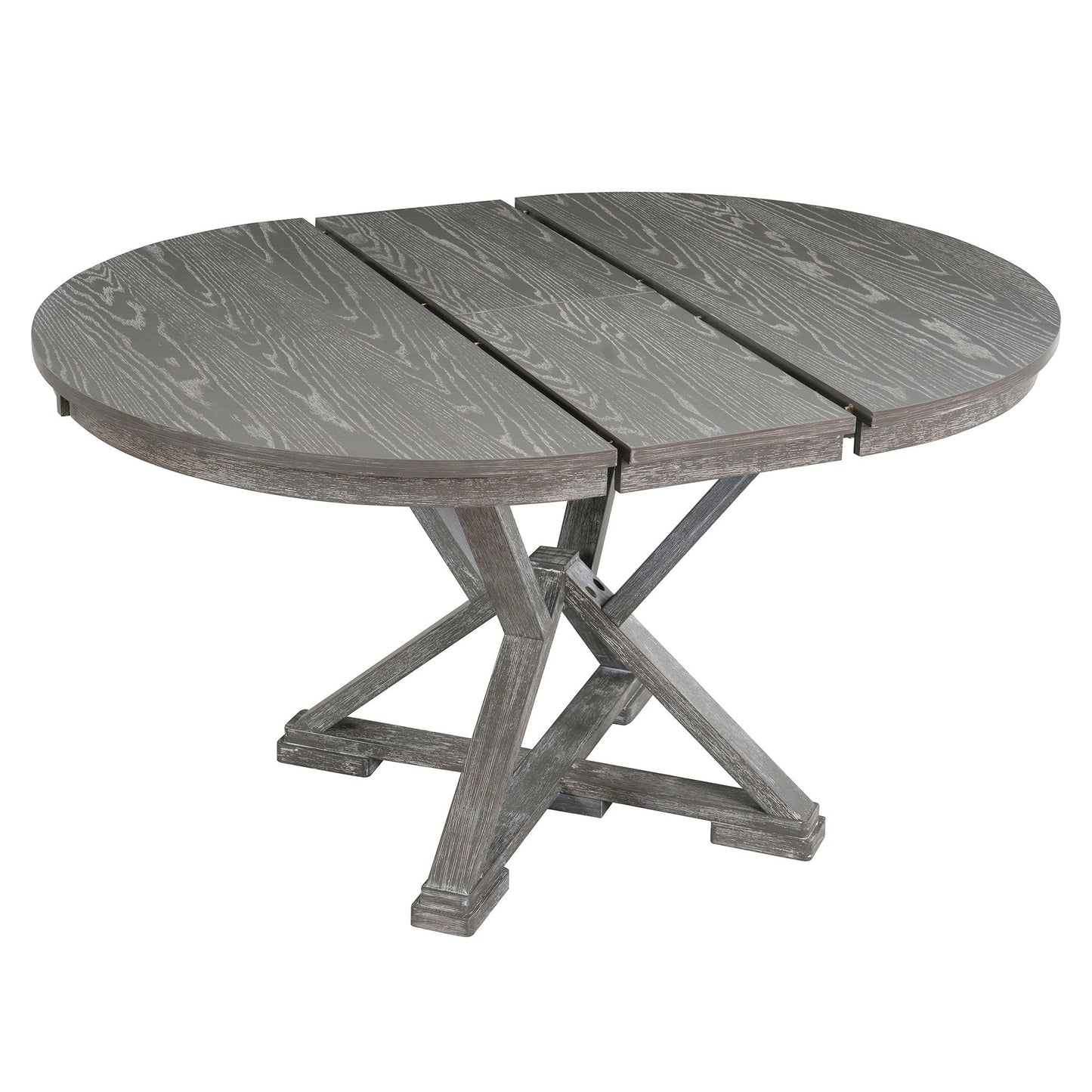Dining Set With Extendable Round Table And 4 Upholstered Chairs