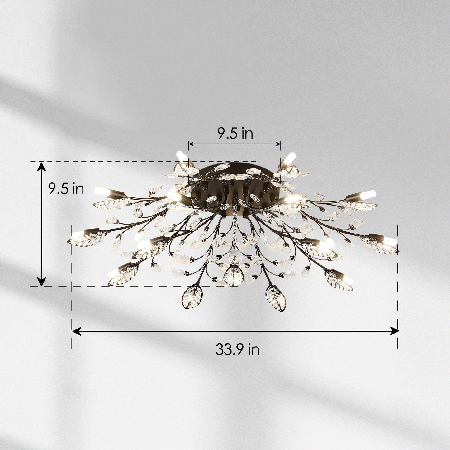 15-Light Chandelier Crystal Ceiling Lamp