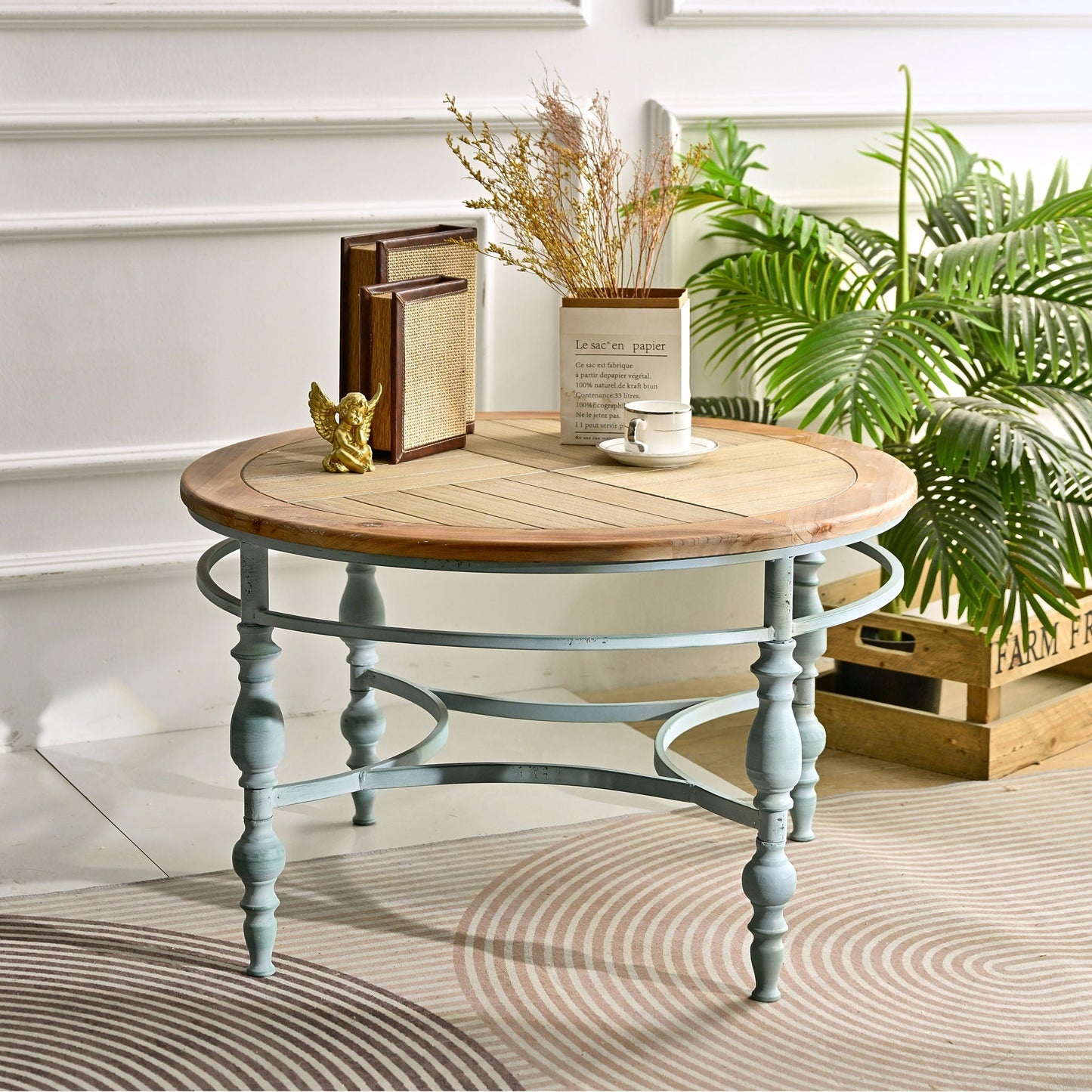 Round Top Carved Table For Living Room