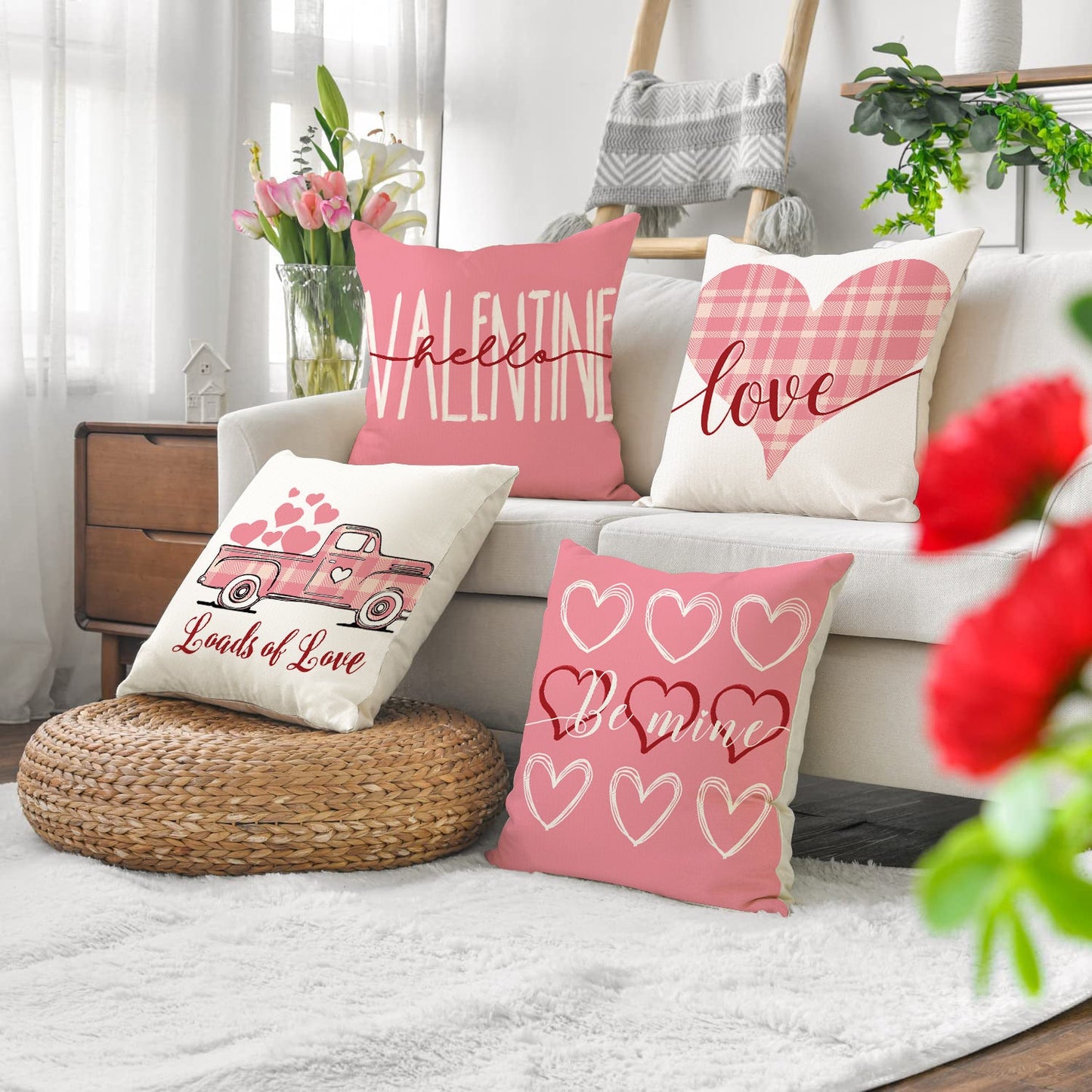 Love Heart Pillow Cover Valentine's Day Letter Printing Throw Pillowcase
