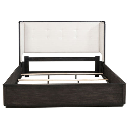 Leandro 55-inch Eastern King Wingback Bed Burnished Black