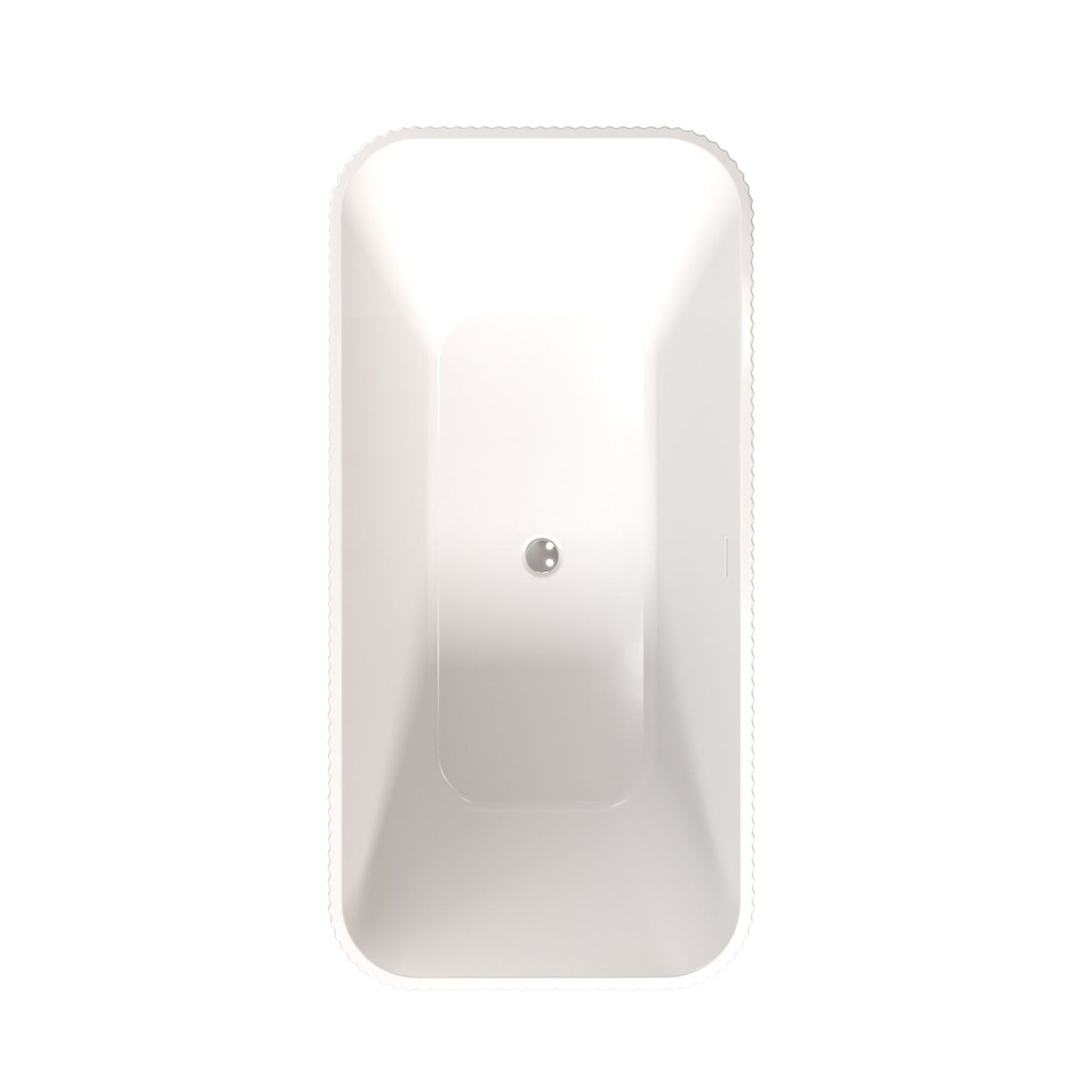 Rectangle Linear Freestanding Soaker Tub With Pop Up Drain, Double Wall Insulated Construction - Gloss White