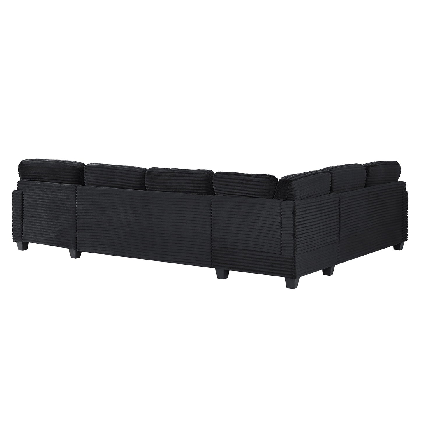 Upholstered U-Shaped Sectional Sofa With Movable Ottoman And Side Storage Pockets