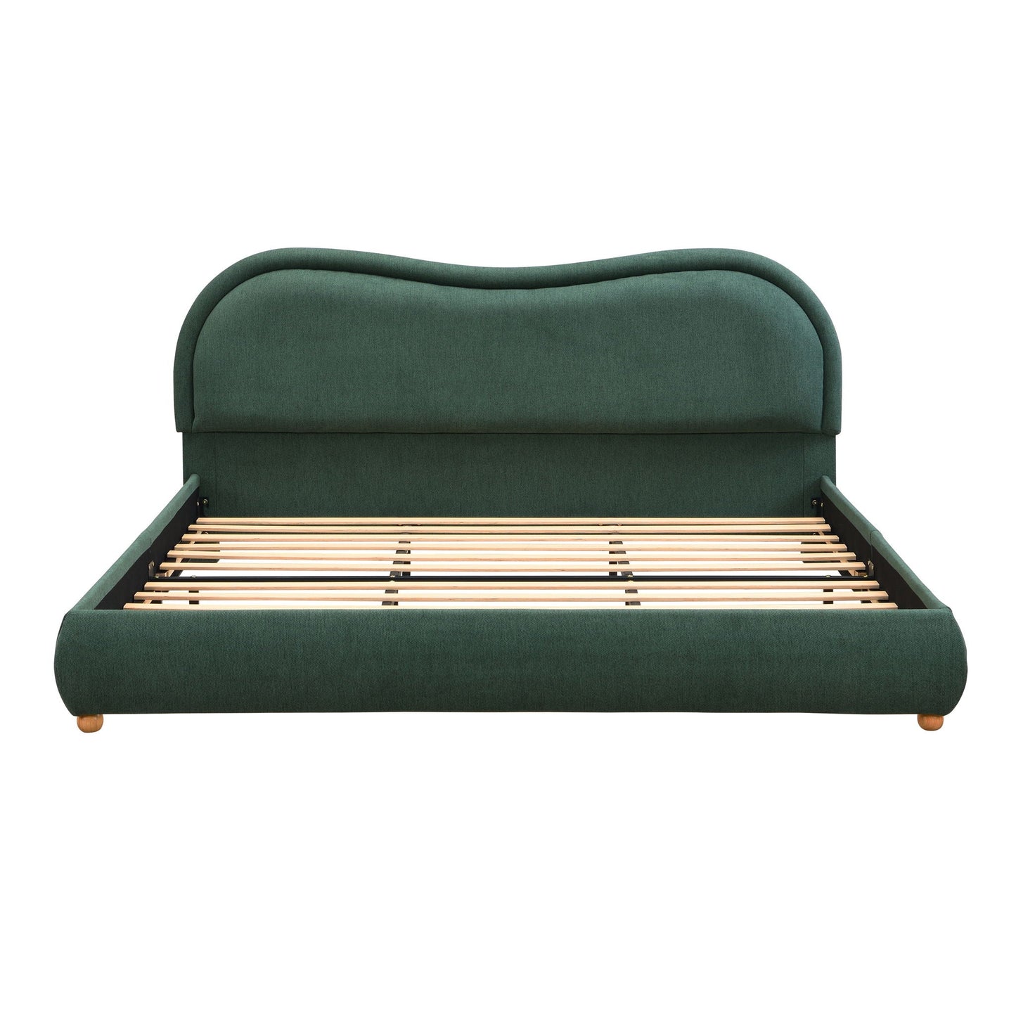 Upholstered Platform Bed Frame With Curved Headboard