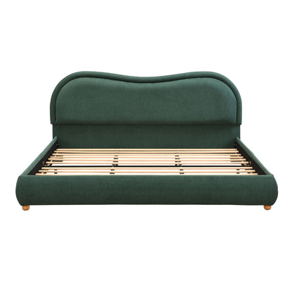 Upholstered Platform Bed Frame With Curved Headboard