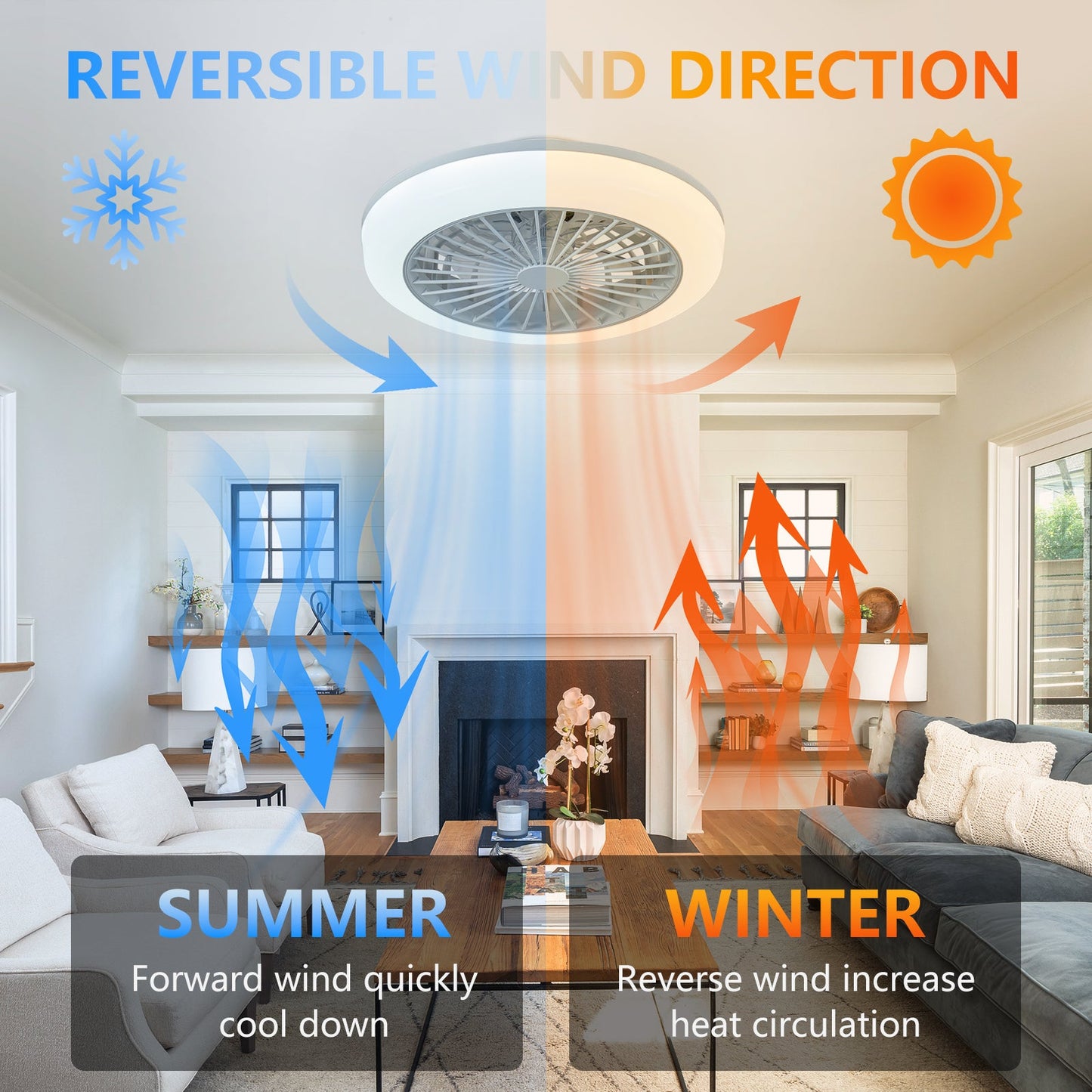 18 Inch Ceiling Fan with RGB Light and Remote Control