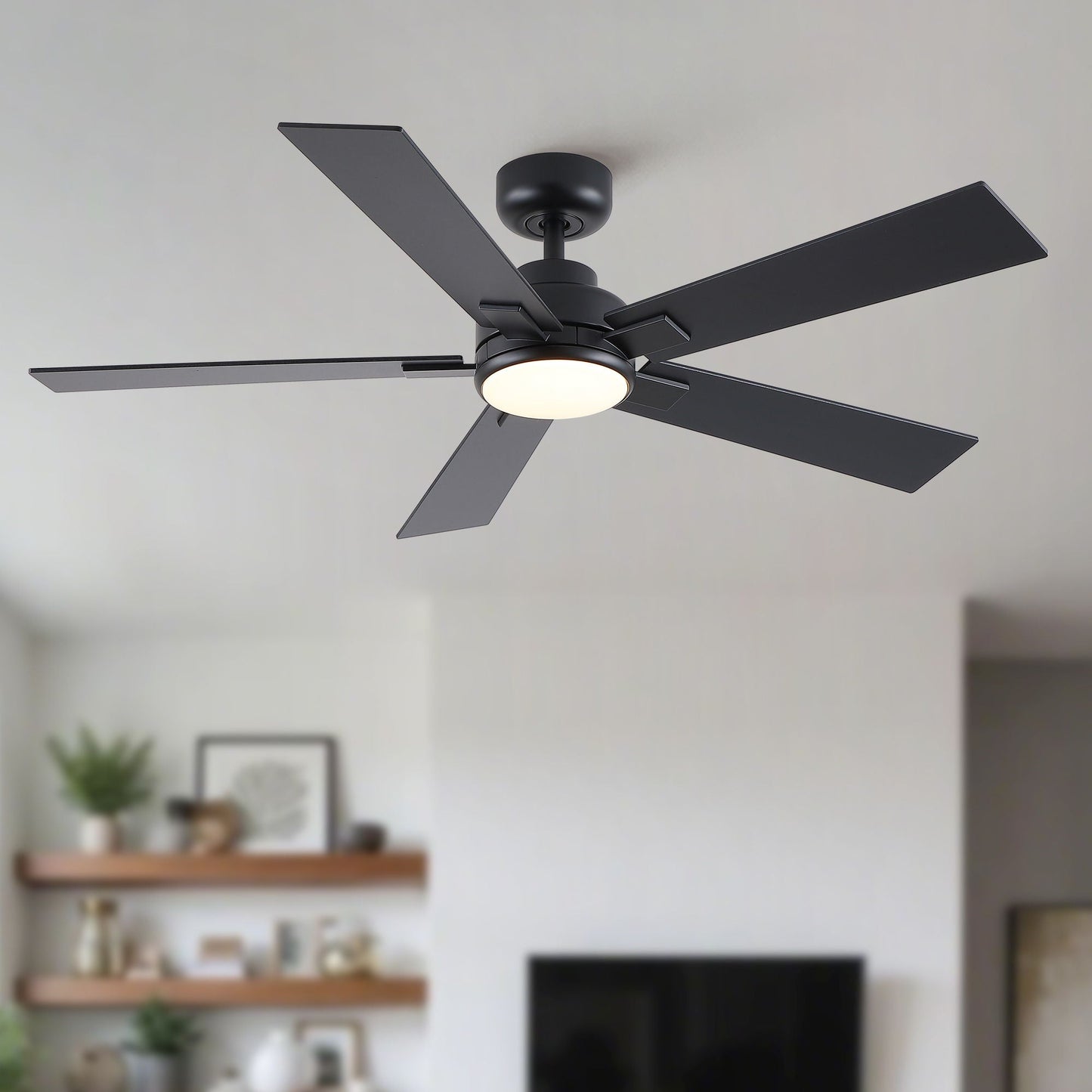 Reversible Motor Integrated LED Dimmable Ceiling Fan With Light
