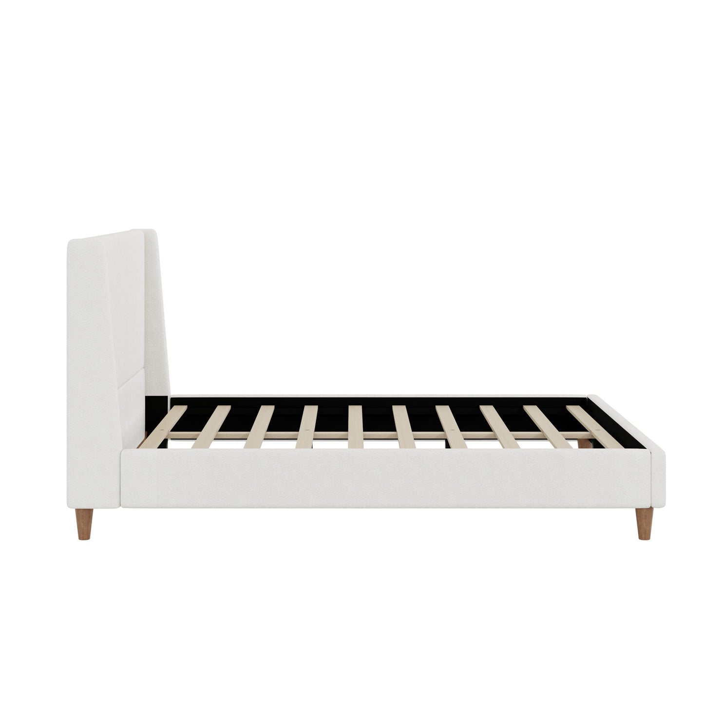 Upholstered Modern Platform Bed With Wingback Headboard