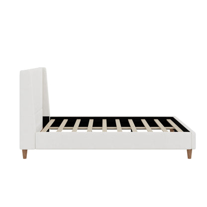 Upholstered Modern Platform Bed With Wingback Headboard