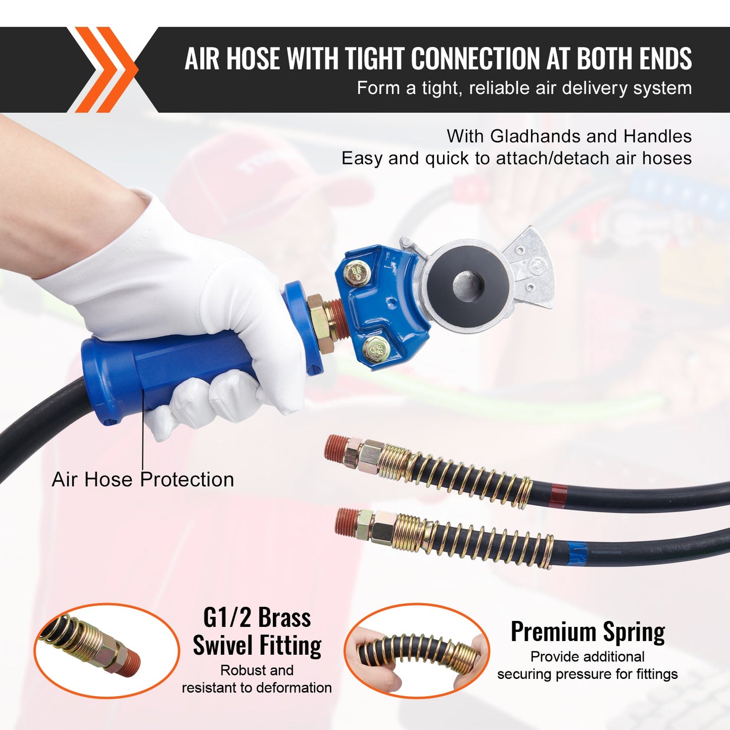12FT Semi Truck Air Lines Kit with Glad Hands and 7-Way ABS Power Line