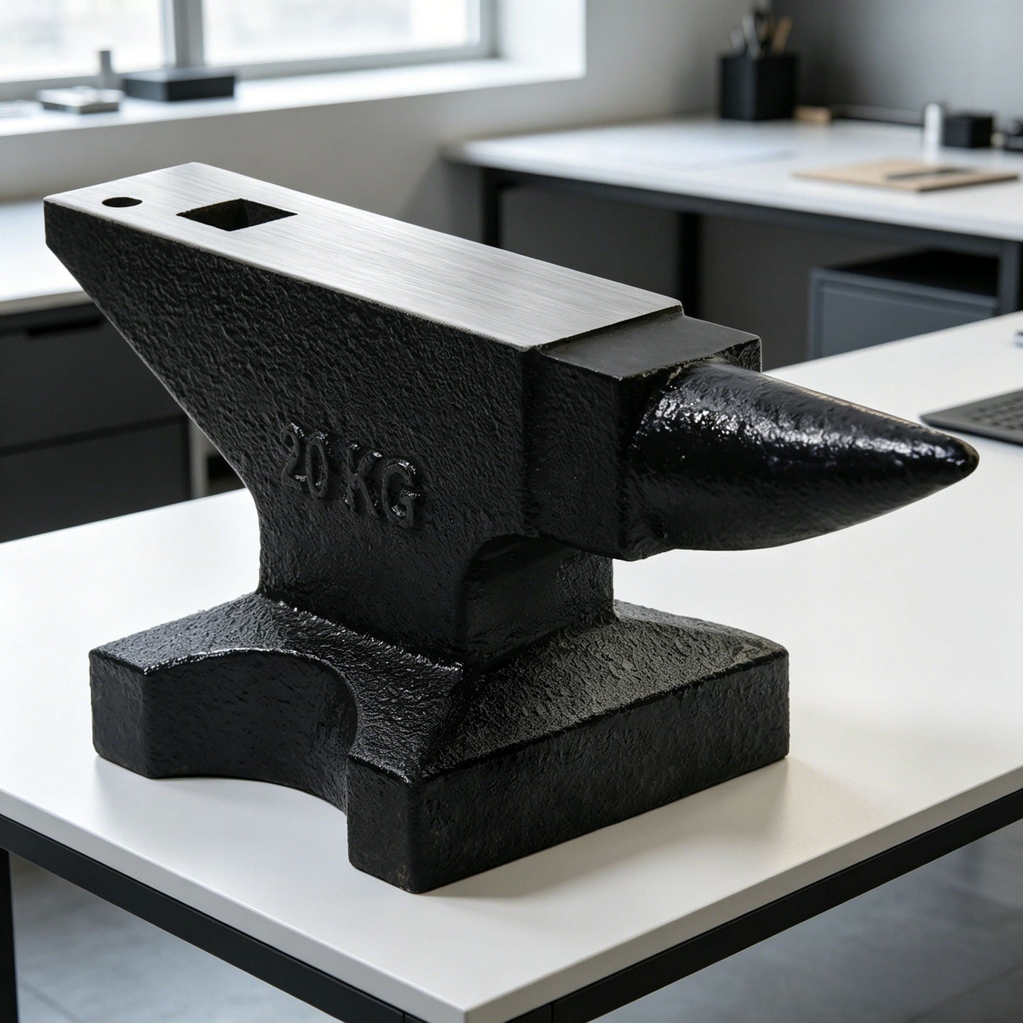 44 Lbs High Hardness Rugged Round Horn Anvil Blacksmith - Black