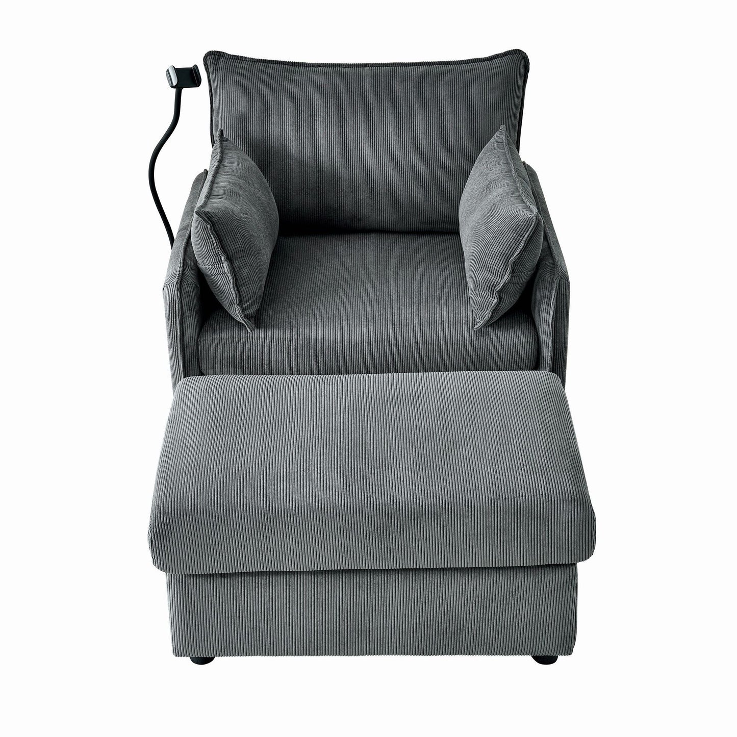Comfy Oversized Chaise Lounge Chair With Ottoman And Storage