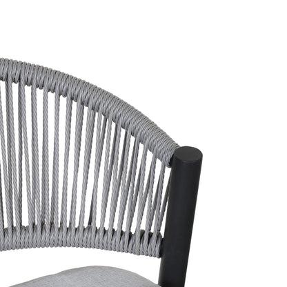 Outdoor Bar Height Metal Frame Counter Stools with Scallop-Shaped Backrest & Water-Resistant Cushions