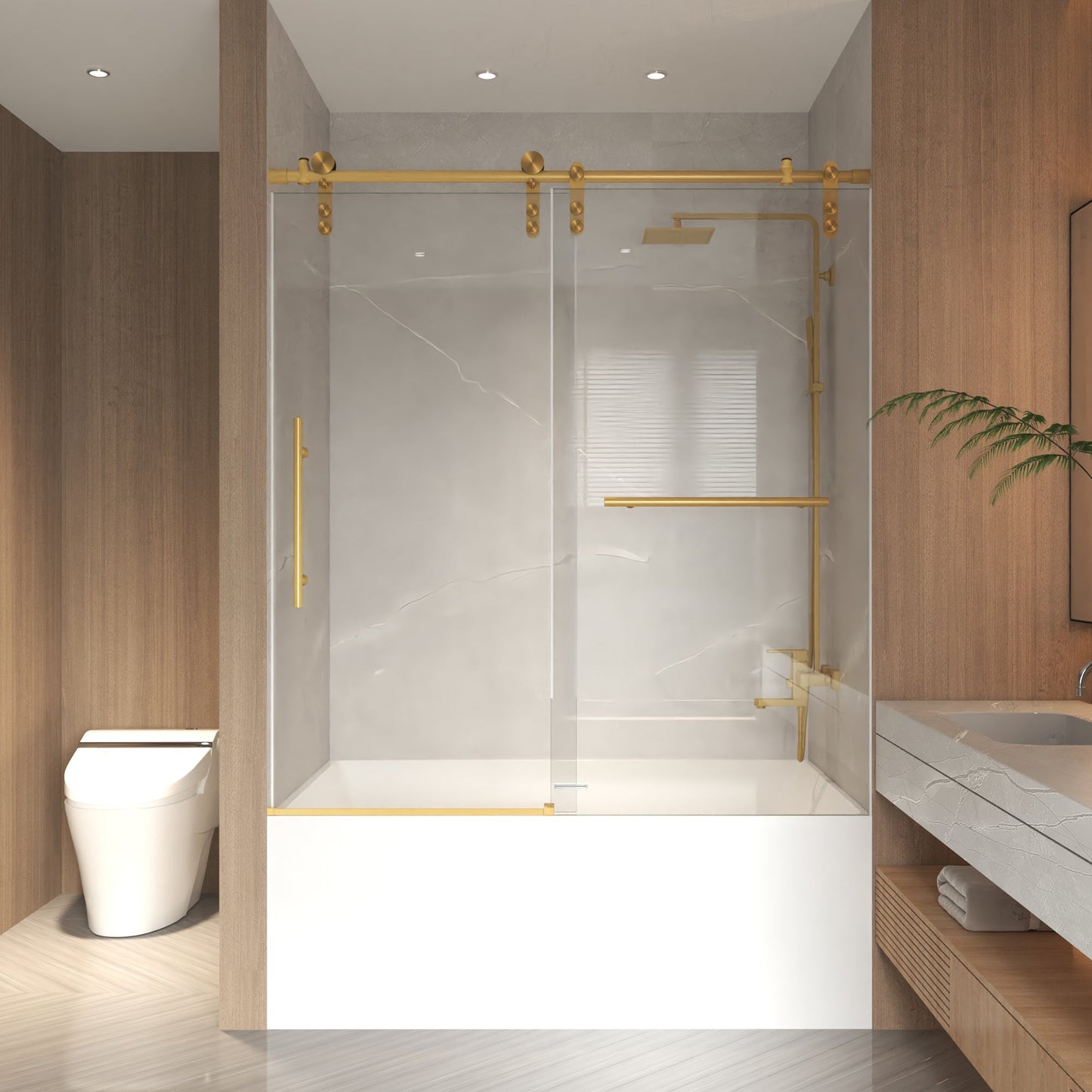 56-60" x 66" Frameless Sliding Bathtub Door