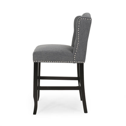 Vienna Fabric Tufted Counter Stool With Nailhead Accents (Set of 2)