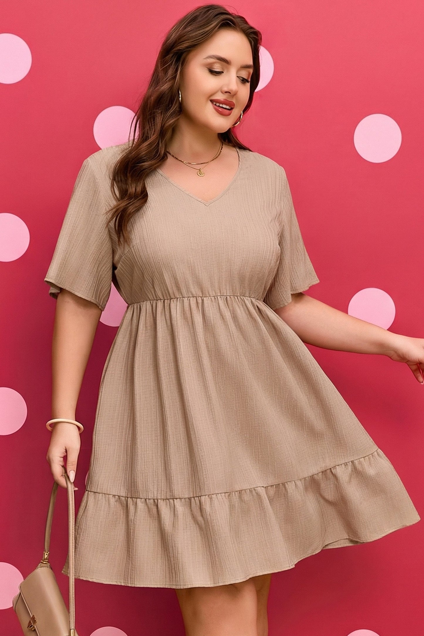 Kaylee Ruffled Short Sleeve PLUS Dress