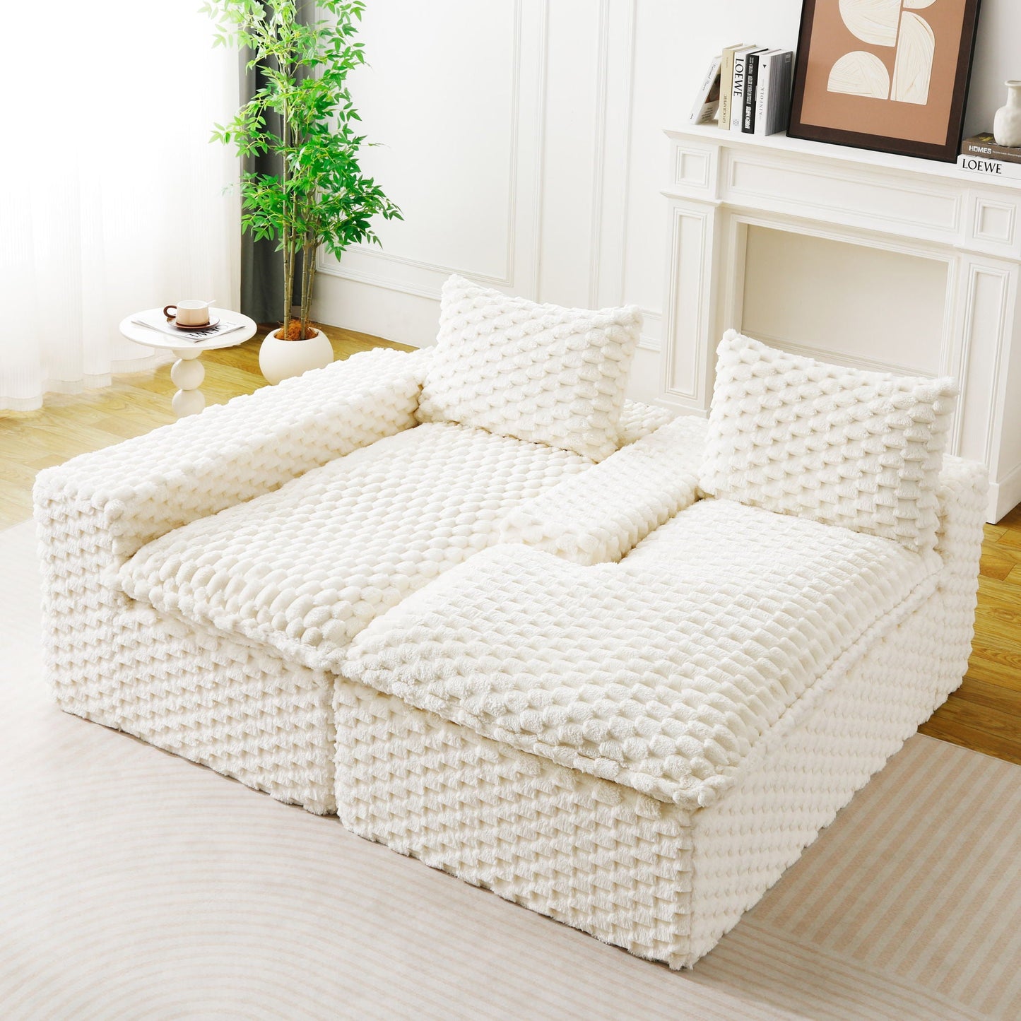 Modular Sofa, Convertible Twin Seat With Chaise Lounge