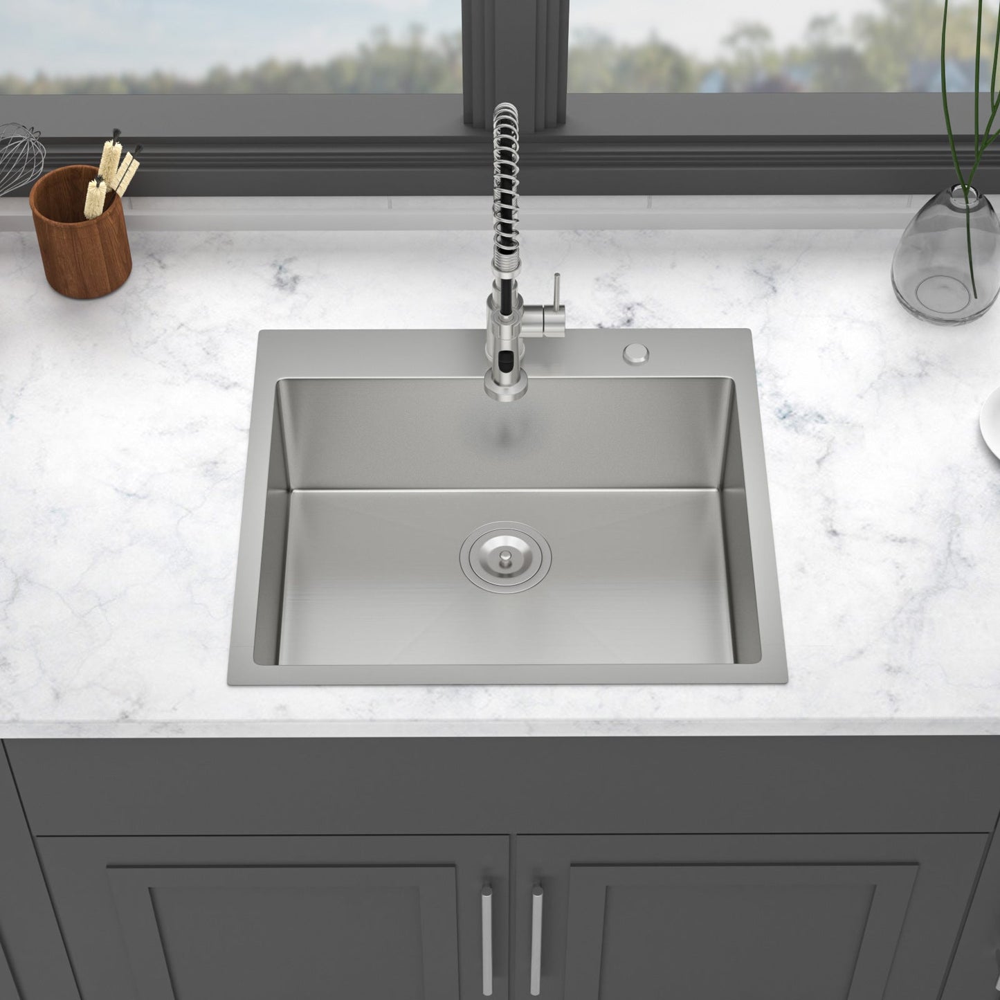 24 x 18 x 9 Inch Kitchen Sink Drop-In 16 Gauge Stainless Steel