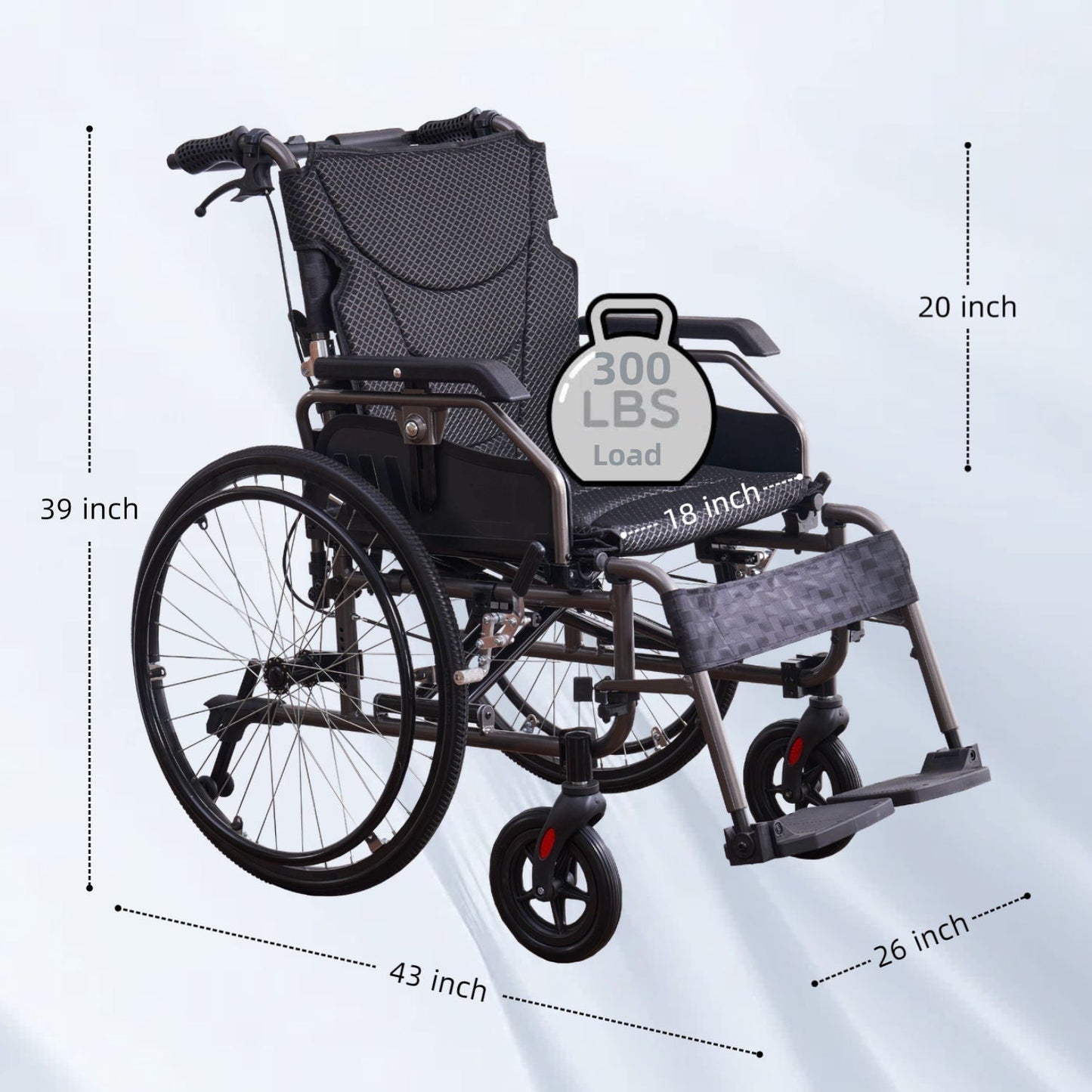 Premium Foldable Transport Wheelchair for Adults