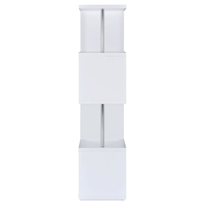 Baxter 67-inch 4-shelf Bookshelf White and Chrome