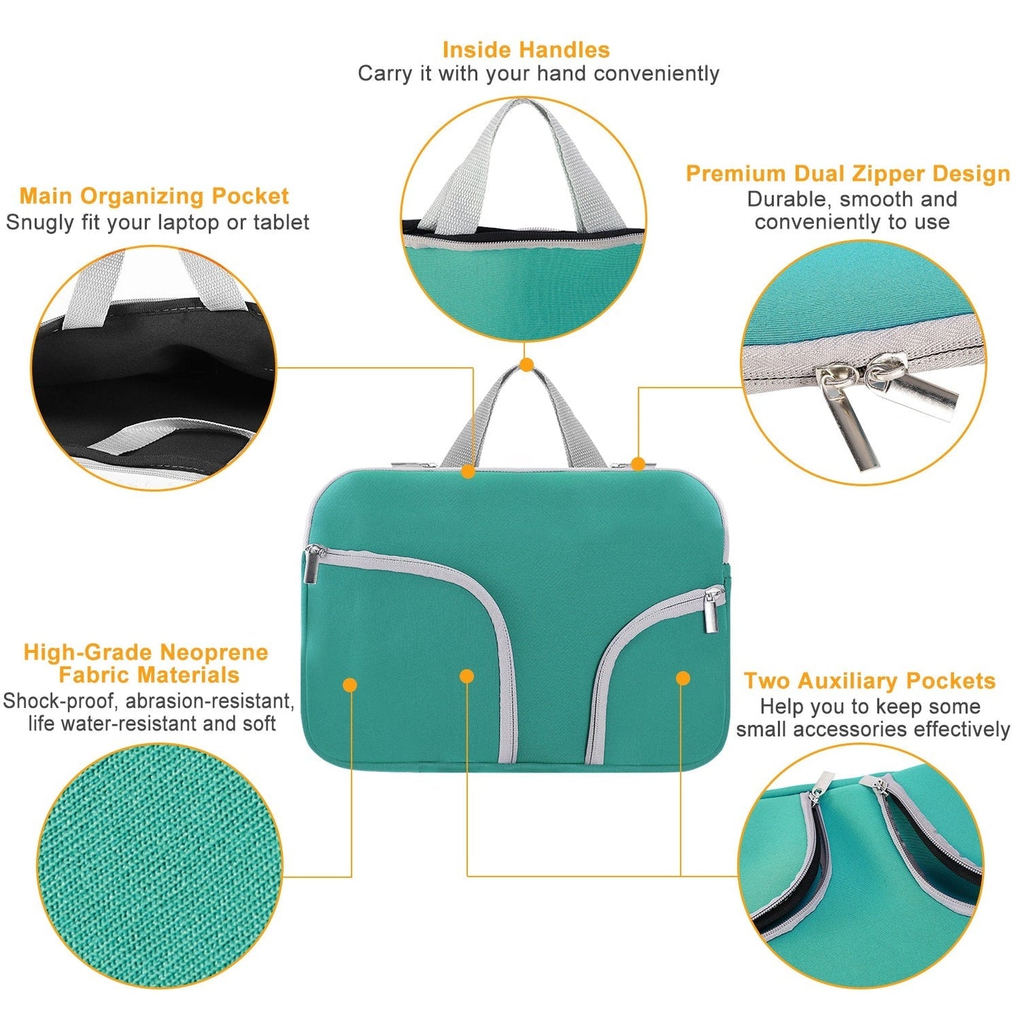 Portable Laptop Sleeve Bag Tablet Notebook Inner Case Bag 11-15Inches Universal   Neoprene