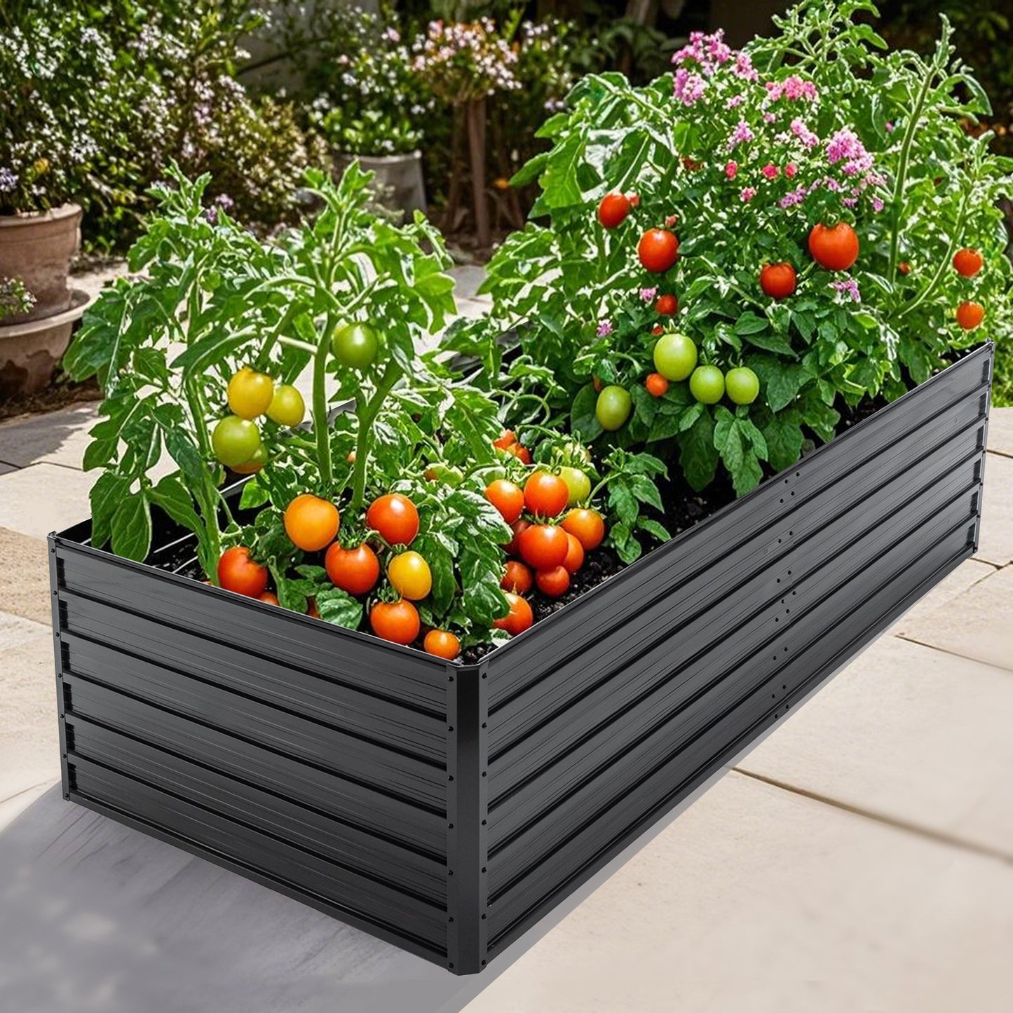 Metal Raised Garden Bed Outdoor 7.2x3.6x2 FT Galvanized Raised Garden Bed Kit