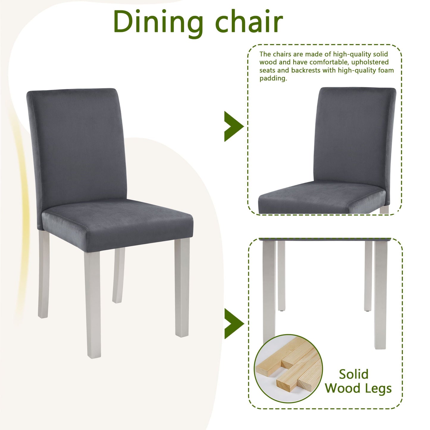 Dining Table Set, Table With A Rectangular Table And Upholstered Chairs