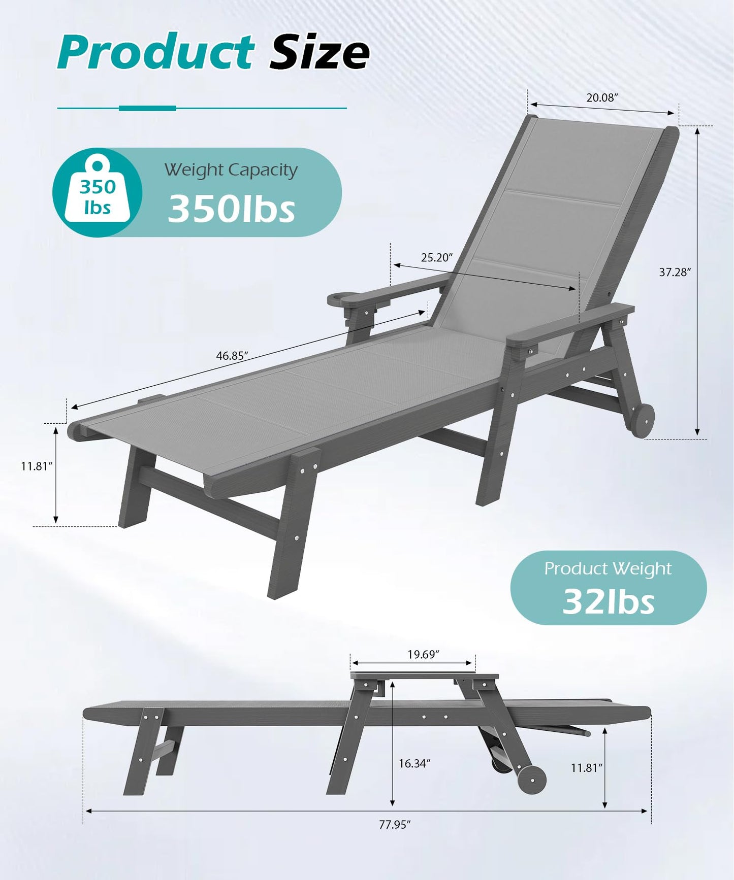 Outdoor Pool Lounge Chairs Set of 2