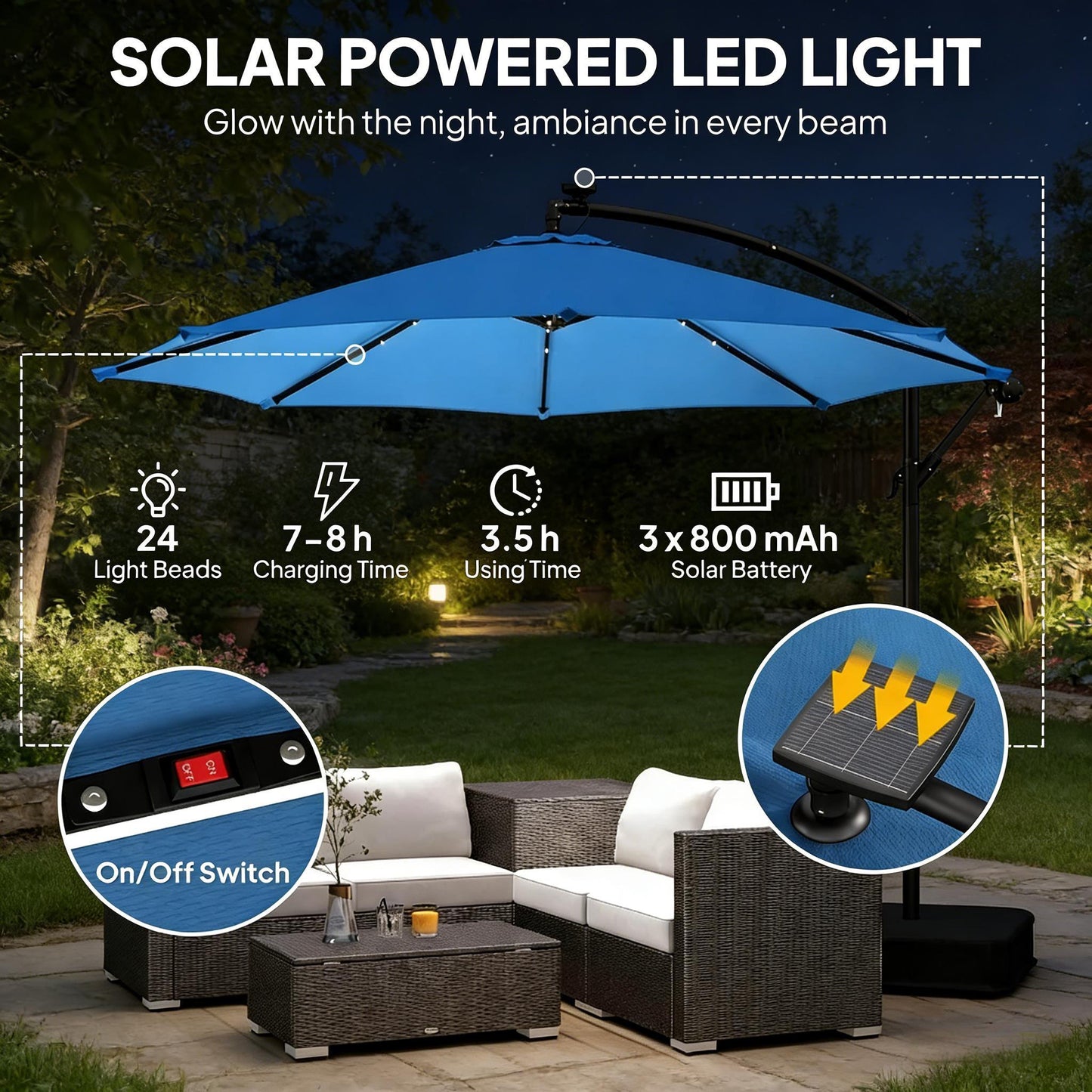 Stylish Pool Umbrella, Outdoor Cantilever Patio Umbrella