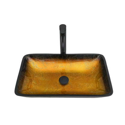 Gradient Tempered Glass Vessel Sink With Pop-Up Drain