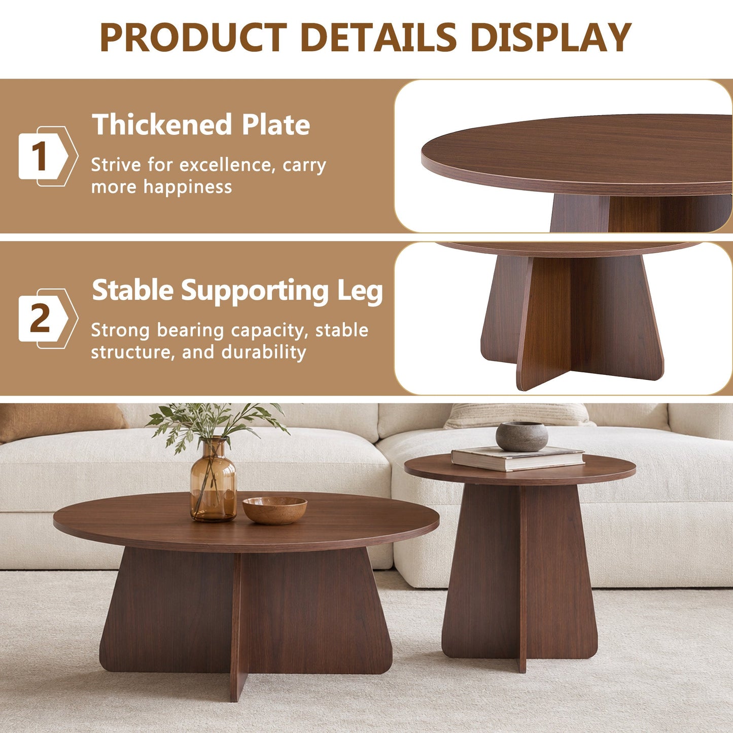 Retro-Style Nesting Coffee Table Set