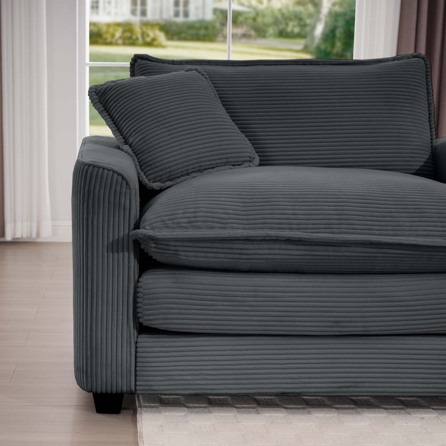 Classic Modern Comfortable Single Chair Deep Seat Sofa With Footstool