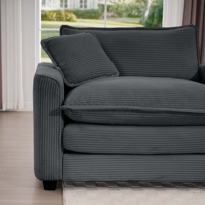 Modern Classic Fabric Single Chair Deep Seat Sofa With Pillow