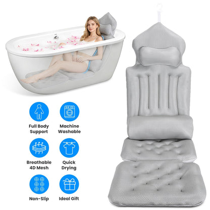Full Body Bath Pillow with Lumbar Support & Suction Cups