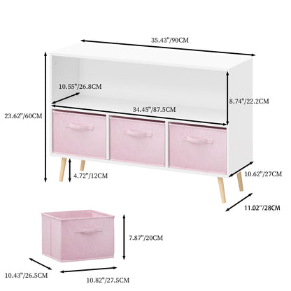 Bookcase With Collapsible Drawers, Book Display Organizer