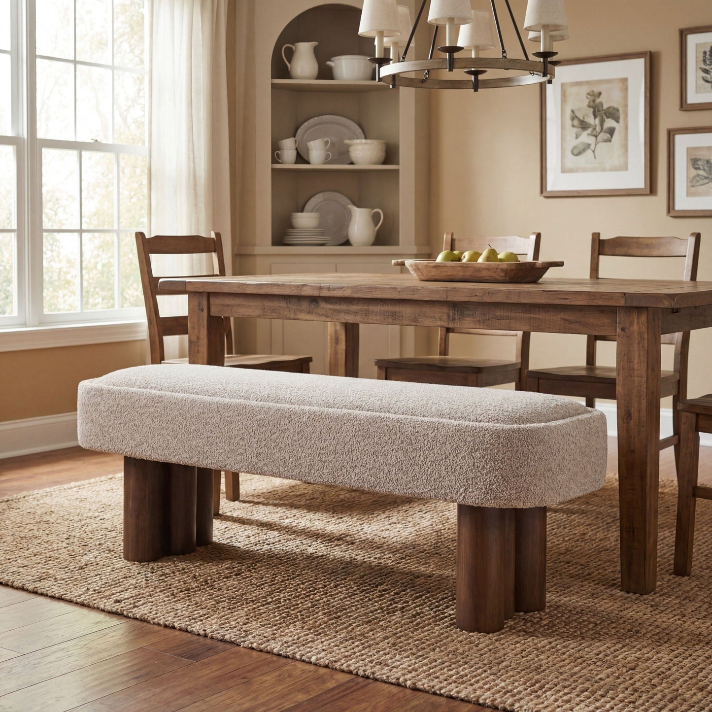 Chic Indoor Upholstered Dining Bench