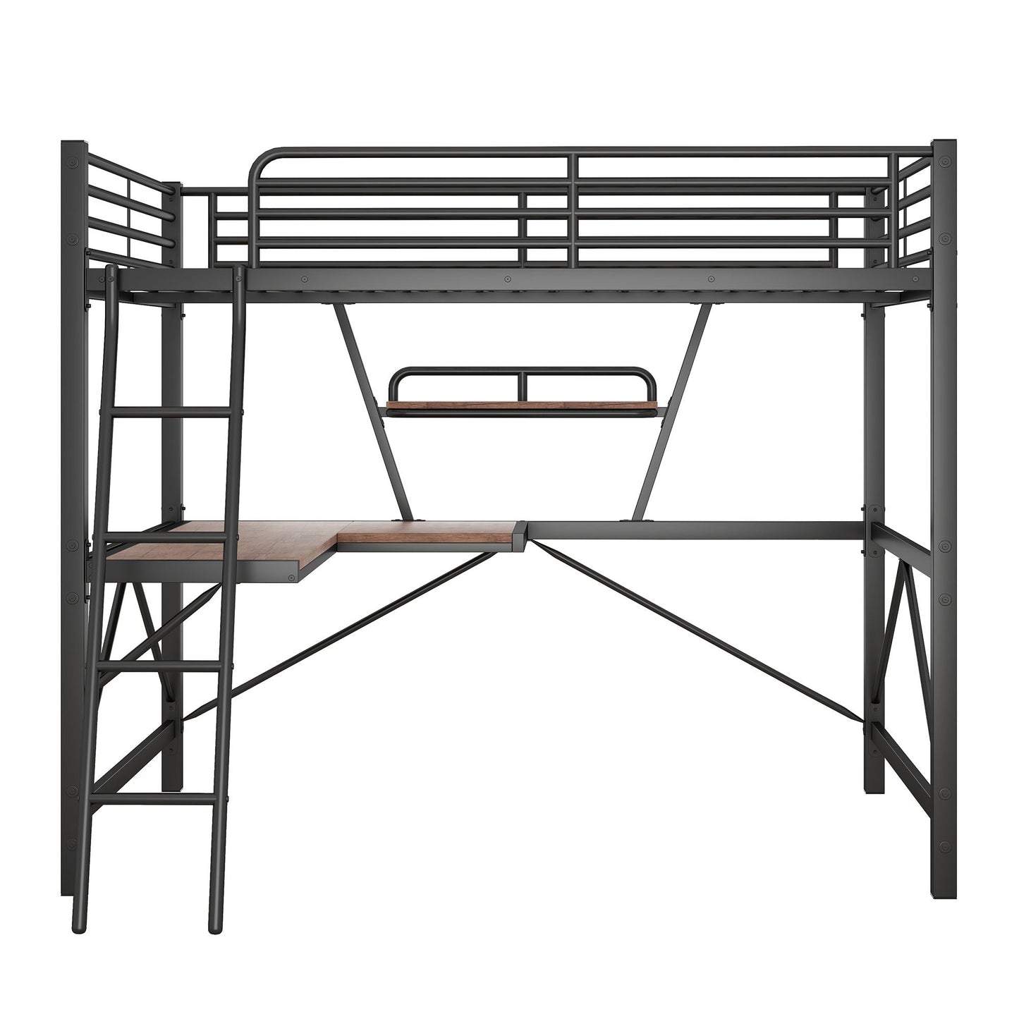Loft Bed With Desk And Shelf, Modern Design