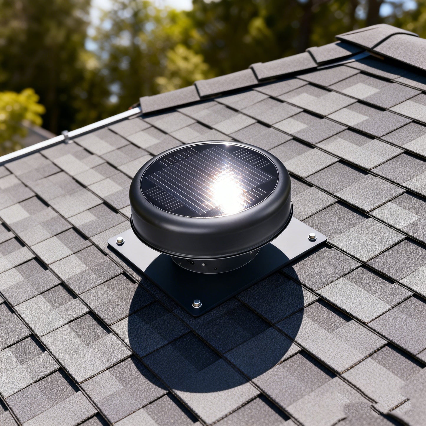 12" Flush Mount Round Solar Roof Vent Fan, 30W Dual Power