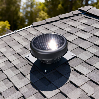 12" Flush Mount Round Solar Roof Vent Fan, 30W Dual Power