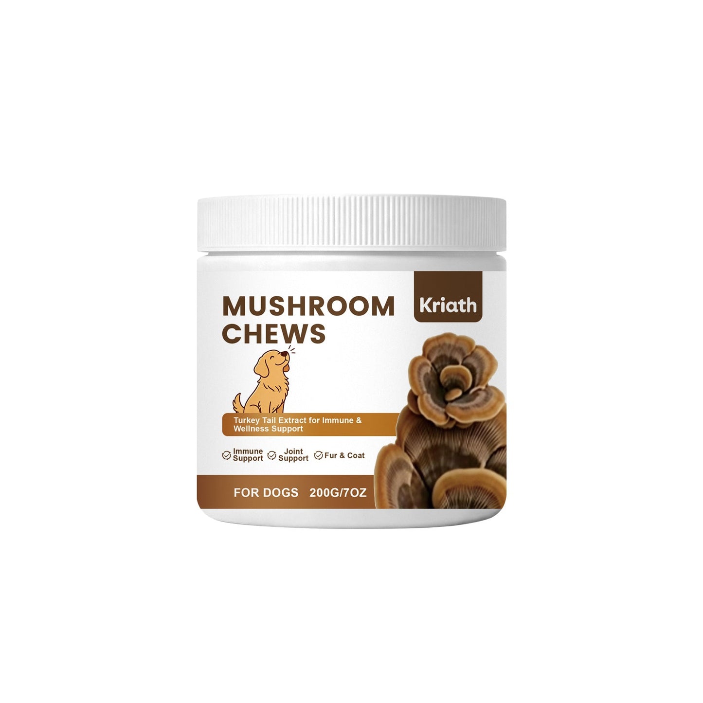 Kriath Mushroom Chewable Tablets For Dogs - Mild Formula For Daily Care And Nutritional Balance For Dogs